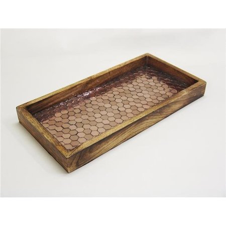 NUSTEEL NuSteel TR-241L 13 x 6.5 in. Copper Mosaic Wooden Tray TR-241L